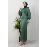 Giza Store Sahra Tesettür Elbise Lacivert - Soft Yeşil - 42