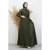 Giza Store Semra Tesettür Elbise Haki - 46