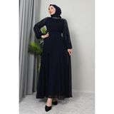 Giza Store Semra Tesettür Elbise Siyah - Lacivert - 42