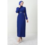 Giza Store Tüy Detay Tesettür Elbise Gece Mavi - 40