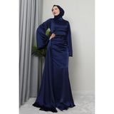 Giza Store Yasemin Saten Abiye Koyu Yeşil - Lacivert - 44