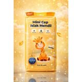 Gizdizayn Mini Cep Islak Mendil 8'li Paket ve Toplam 64 Yaprak, Taşınabilir Çanta Boy, Cep Tipi - Sarı