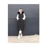 GİZEM KAYGISIZ Dilan Kapüşonu Kürklü Uzun Şişme Yelek
