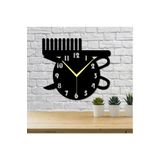Gızem Shop Kuafor Tarak Temali Dekoratif 47X42cm Duvar Saati Beyaz Uzerine Siyah
