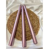 Gizemli Home 3'lü Rose Gold Metalik Şamdan Mumu