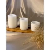 Gizemli Home 3'lü Set Çap: 6,5 Beyaz Çökertme Slindir Mum