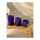 Gizemli Home 3'lü Set Çap: 6,5 Mor Çökertme Slindir Mum