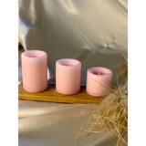 Gizemli Home 3'lü Set Çap: 6,5 Pembe Çökertme Slindir Mum