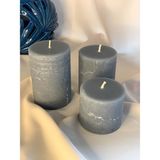 Gizemli Home 3'lü Set Gri Çap: 6,5 Beton Döküm Silindir Mum