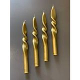 Gizemli Home 4'lü Set Altın Yaldız Gold Burgulu Şamdan Mumu
