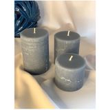Gizemli Home Gri Beton Döküm Silindir Mum 3 Lü Set
