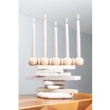 Gizemli Home Naturel Wooden Ahşap 5'li Şamdan Dekoratif Şamdan