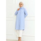 Gizli Düğmeli Uzun Tesettür Tunik Bebe Mavisi 38