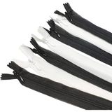 Gizli Fermuar 40 cm 5 Siyah 5 Beyaz - Siyah - Beyaz