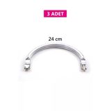 Gizli Metal Oval Çanta Bursu - 3 Adet - 24 Cm - Metal Çanta Aparatı Çanta Aksesuarı