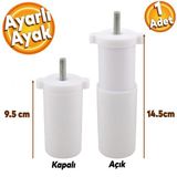 Gizli Mobilya Kanepe Sehpa Tv Ünitesi Koltuk Ayağı Ayarlanabilir 9.5 Cm Beyaz Baza Ayak