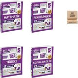Gizli Yayınları Gizli 5. Sınıf Matematik Fen Türkçe ve Sosyal 12'li Deneme-Meb Gibi Sordu 4lü Set+ Telefon Standı