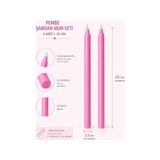 Gizmur Store 2’li Pembe Şamdan Mum Seti 25 cm – Dekoratif Ince Şamdan Mum, Kokusuz Parafin WAX,%100 Pamuk Fitil, El Döküm, Uzun Süre Yanma (~10 Saat), Şık Sofra, Davet, Nişan, Düğün ve Ev Dekorasyonu Için Zarif