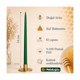Gizmur Store (6 Adet x 34CM) Konik Balmumu Mum Şamdan Mumu Doğal Petek Bal Mumu Dekoratif Beeswax Candle Yeşil Şamdan Mumu