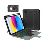 Gizmur Store Nillkin iPad A16 11./ipad Için 10. Nesil Klavyeli Kılıf 10.9 Inç, Slayt Kamera Kapağı, iPad 10. Nesil Için 7 Renkli Arkadan Aydınlatmalı Çıkarılabilir Stand Klavye, Çoklu Dokunmatik Izleme Dörtgeni - Option-1 - 001-Renkli