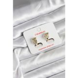 Gizmurstore 14K Gold Renk Kaplama Yarım Halka Zirkon Taşlı CM Kadın Küpe 5886 - MZUIRG6016-2138