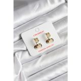 Gizmurstore 14K Gold Renk Kaplama Zirkon Taşlı Halka Model CM Kadın Küpe 5886 - MZUIRG4729-2885
