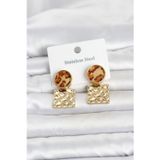 Gizmurstore 316L Çelik Gold Renk Leopar Desenli Plaka Model Kadın Küpe 5886 - MZUIRG2912-8546