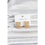 Gizmurstore 316L Çelik Gold Renk Motif Desenli Halka Kadın Küpe 5886 - MZUIRG4318-7346