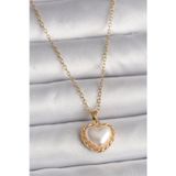 Gizmurstore 316L Çelik Gold Renk Zincir 3D İnci Kalp Model Kadın Kolye 5886 - MZUIRG2335-2010