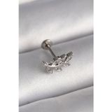 Gizmurstore 316L Çelik Gümüş Renk Dal Model Zirkon Taş Detaylı Tragus Piercing 5886 - MZUIRG4996-8727