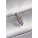 Gizmurstore 316L Çelik Gümüş Renk Mor Mineli Kalp Zirkon Taş Detay Tragus Piercing 5886 - MZUIRG4625-4054