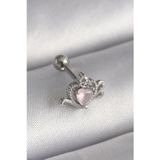 Gizmurstore 316L Çelik Gümüş Renk Pembe Mineli Kalp Zirkon Taş Detay Tragus Piercing 5886 - MZUIRG2225-307