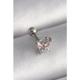 Gizmurstore 316L Çelik Gümüş Renk Pembe Zirkon Taşlı Tragus Piercing 5886 - MZUIRG9523-2605