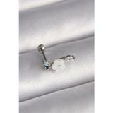 Gizmurstore 316L Çelik Gümüş Renk Zirkon Taş Detay Beyaz Çiçek Model Tragus Piercing 5886 - MZUIRG4440-6