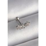 Gizmurstore 316L Çelik Gümüş Renk Zirkon Taşlı Çiçek Tragus Piercing 5886 - MZUIRG1211-6894