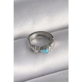 Gizmurstore 316L Çelik Gümüş Renk Zirkon Taşlı Mavi Boncuk Detay Tragus Piercing 5886 - MZUIRG5952-1405