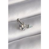 Gizmurstore 316L Çelik Gümüş Renk Zirkon Taşlı Sallantı Kalp Detay Tragus Piercing 5886 - MZUIRG5027-460