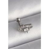 Gizmurstore 316L Çelik Gümüş Renk Zirkon Taşlı Toplu İğne Tragus Piercing 5886 - MZUIRG4289-1196