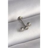 Gizmurstore 316L Çelik Gümüş Renk Zirkon Taşlı Tragus Piercing 5886 - MZUIRG9829-5339