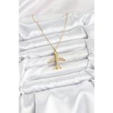 Gizmurstore 316L Çelik Zincir Gold Renk Uçak Model Kadın Kolye 5886 - MZUIRG9122-8421