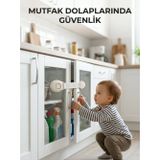 Gizmurstore Çocuk Güvenlik Dolap ve Çekmece Kilidi Güçlü Yapışkanlı Emniyet Kilidi - MZUIRG2121-2558
