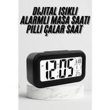 Gizmurstore Dijital Masa Saati Termometre Takvim Led Ekran Pilli Ev Ofis Masası - MZUIRG7494-4382