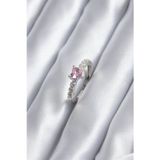 Gizmurstore Gümüş Renk Zirkon Taşlı Pembe Kristal Kalp Model Kadın Yüzük 5886 - MZUIRG9723-9267