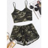 Gizmurstore Kadın Kamuflaj Desenli Askılı Crop Top ve Şortlu Gecelik Takım H110440 - MZUIRG1061-1850