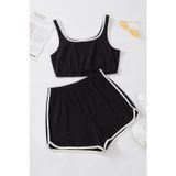 Gizmurstore Kadın Siyah Askılı Crop Top ve Şortlu Gecelik Takım H110560 - MZUIRG8712-5021