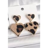Gizmurstore Pirinç Gold Renk Sallantı Leopar Kalp Model Kadın Küpe 5886 - MZUIRG4540-9565