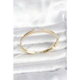 Gizmurstore Pirinç Gold Renk Zirkon Taşlı Çivi Model Kadın Kelepçe Bileklik 5886 - MZUIRG6592-3317