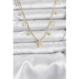 Gizmurstore Pirinç Gold Renk Zirkon Taşlı Kutup Yıldızı Model Kadın Kolye 5886 - MZUIRG6029-3522
