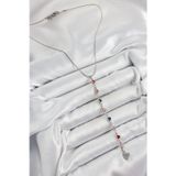 Gizmurstore Pirinç Gümüş Renk Karışık Renk Zirkon Taşlı Kalpli Y Kadın Kolye 5886 - MZUIRG8763-4479