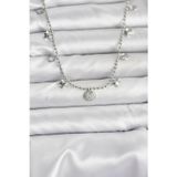 Gizmurstore Pirinç Gümüş Renk Zirkon Taşlı Deniz Kabuğu Model Kadın Kolye 5886 - MZUIRG4424-2656